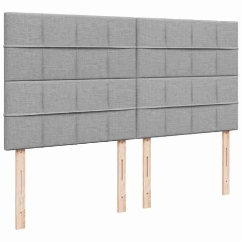 Krevet s oprugama i madracem svjetlosivi 200 x 200cm od tkanine - Svjetlosiva 200 x 200 cm Blok s kvadratima Cijena