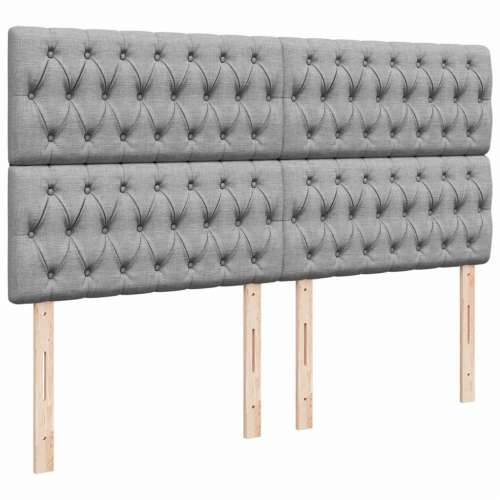 Krevet s oprugama i madracem svjetlosivi 200 x 200cm od tkanine - Svjetlosiva 200 x 200 cm Dizajn s gumbima Cijena
