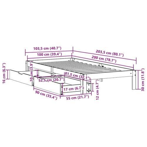 Okvir kreveta s ladicama bez madraca vosak smeđi 100x200 cm - Voštano smeđa 100 x 200 cm Cijena
