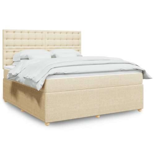 Krevet s oprugama i madracem krem 180x200 cm od tkanine - Krema 180 x 200 cm gumbi Cijena