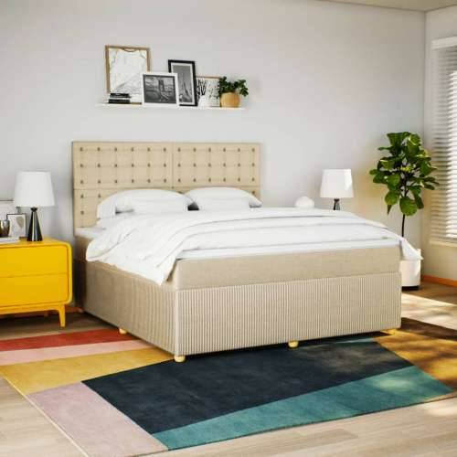 Krevet s oprugama i madracem krem 180x200 cm od tkanine - Krema 180 x 200 cm gumbi Cijena