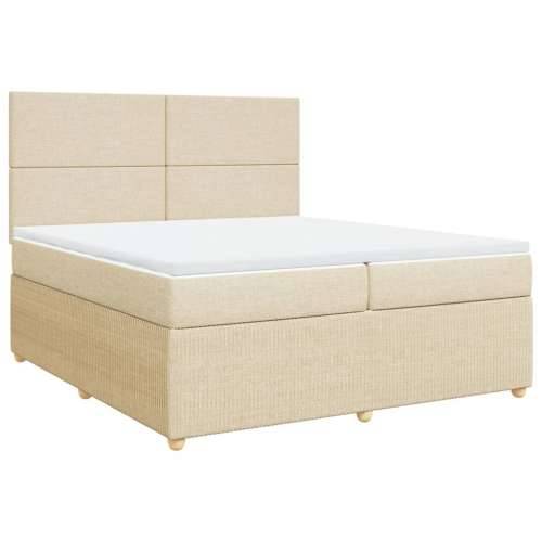 Krevet s oprugama i madracem krem 200 x 200 cm od tkanine - Krema 200 x 200 cm Gladak dizajn Cijena