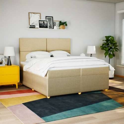 Krevet s oprugama i madracem krem 200 x 200 cm od tkanine - Krema 200 x 200 cm Gladak dizajn Cijena