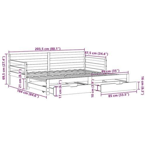 Dnevni krevet na razvlačenje s ladicama bez madraca 80x200 cm - natrual 80 x 200 cm Cijena