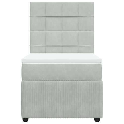 Box spring krevet s madracem svjetlosivi 90x190 cm baršunasti - Svjetlosiva 90 x 200 cm Blok s kvadratima Cijena