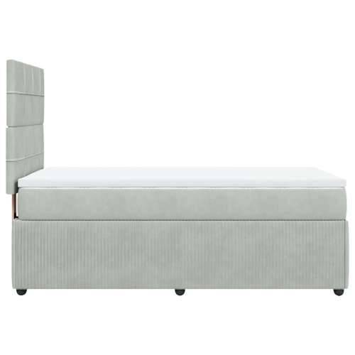 Box spring krevet s madracem svjetlosivi 90x190 cm baršunasti - Svjetlosiva 90 x 200 cm Blok s kvadratima Cijena