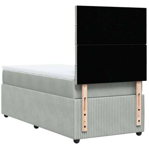 Box spring krevet s madracem svjetlosivi 90x190 cm baršunasti - Svjetlosiva 90 x 200 cm Blok s kvadratima Cijena