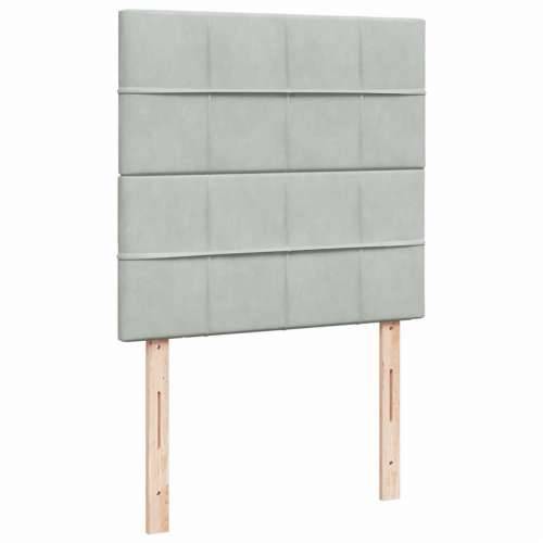 Box spring krevet s madracem svjetlosivi 90x190 cm baršunasti - Svjetlosiva 90 x 200 cm Blok s kvadratima Cijena