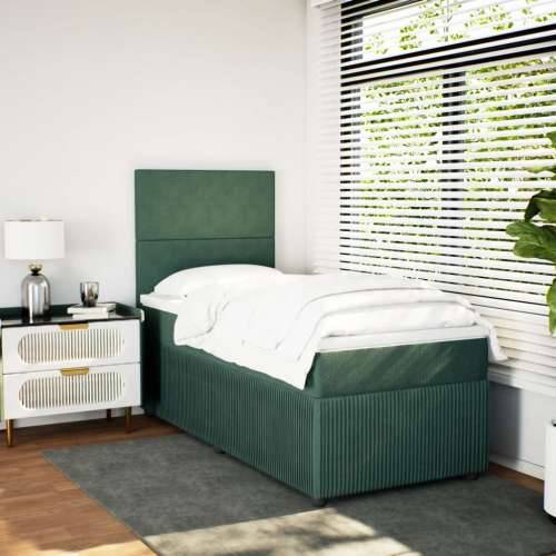 Box spring krevet s madracem tamnozeleni 100x200 cm baršunasti - Tamnozelena 100 x 200 cm Gladak dizajn Cijena