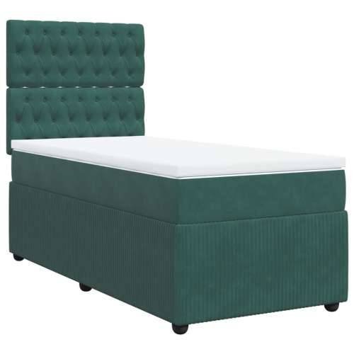 Box spring krevet s madracem tamnozeleni 100x200 cm baršunasti - Tamnozelena 100 x 200 cm Dizajn s gumbima Cijena