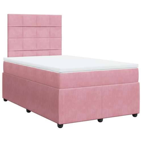 Box spring krevet s madracem ružičasti 120 x 200 cm baršunasti - Ružičasta 120 x 200 cm Blok s kvadratima Cijena