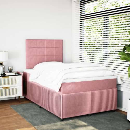 Box spring krevet s madracem ružičasti 120 x 200 cm baršunasti - Ružičasta 120 x 200 cm Blok s kvadratima Cijena