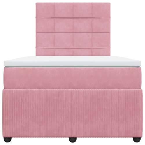 Box spring krevet s madracem ružičasti 120 x 200 cm baršunasti - Ružičasta 120 x 200 cm Blok s kvadratima Cijena