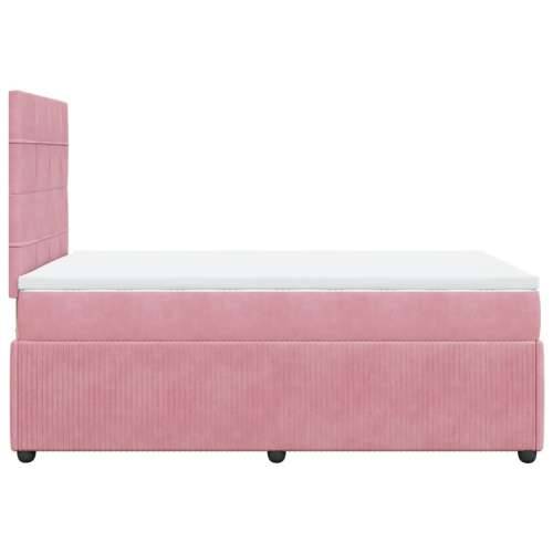 Box spring krevet s madracem ružičasti 120 x 200 cm baršunasti - Ružičasta 120 x 200 cm Blok s kvadratima Cijena