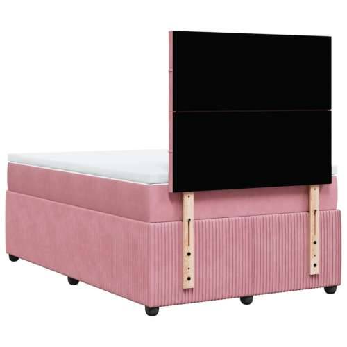 Box spring krevet s madracem ružičasti 120 x 200 cm baršunasti - Ružičasta 120 x 200 cm Blok s kvadratima Cijena