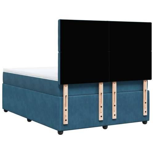 Krevet s oprugama i madracem tamnoplavi 140x200 cm baršunasti - Plava 140 x 200 cm gumbi Cijena
