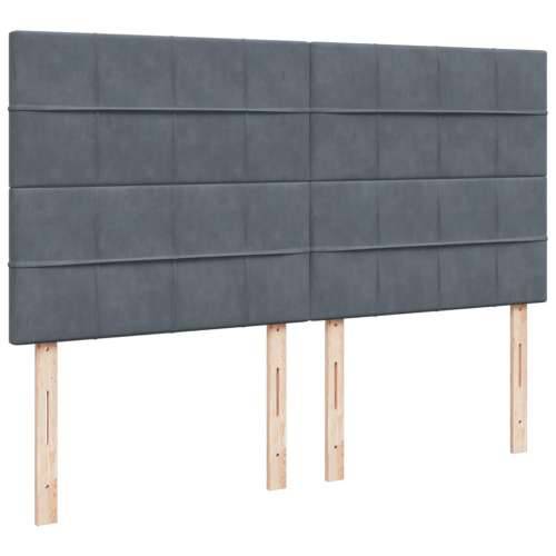 Krevet s oprugama i madracem tamnosivi 180x200 cm baršunasti - Tamno siva 180 x 200 cm Blok s kvadratima Cijena