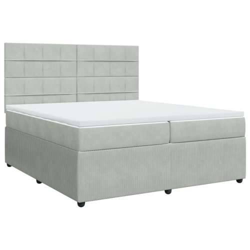 Krevet s oprugama i madracem svjetlosivi 200x200 cm baršunasti - Svjetlosiva 200 x 200 cm Blok s kvadratima Cijena