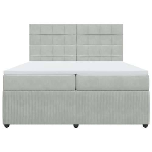 Krevet s oprugama i madracem svjetlosivi 200x200 cm baršunasti - Svjetlosiva 200 x 200 cm Blok s kvadratima Cijena