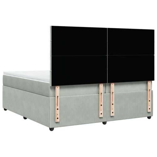 Krevet s oprugama i madracem svjetlosivi 200x200 cm baršunasti - Svjetlosiva 200 x 200 cm Blok s kvadratima Cijena