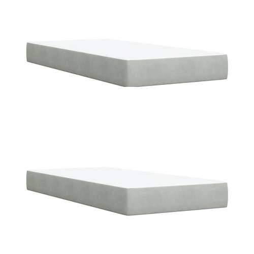 Krevet s oprugama i madracem svjetlosivi 200x200 cm baršunasti - Svjetlosiva 200 x 200 cm Blok s kvadratima Cijena
