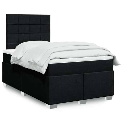 Krevet box spring s madracem crni 120 x 190 cm od tkanine - Crna 120 x 190 cm Blok s kvadratima Cijena