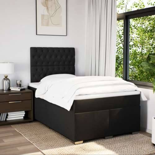 Krevet box spring s madracem crni 120 x 190 cm od tkanine - Crna 120 x 190 cm Dizajn s gumbima Cijena