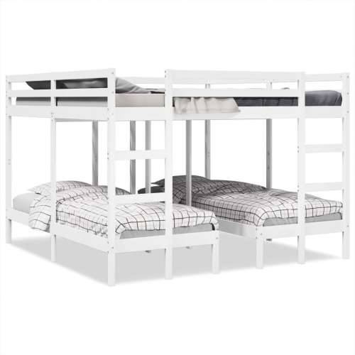 Trostruki krevet na kat bijeli 200x200/80x200 cm od borovine - Bijela 200 x 200/80 x 200 cm Cijena