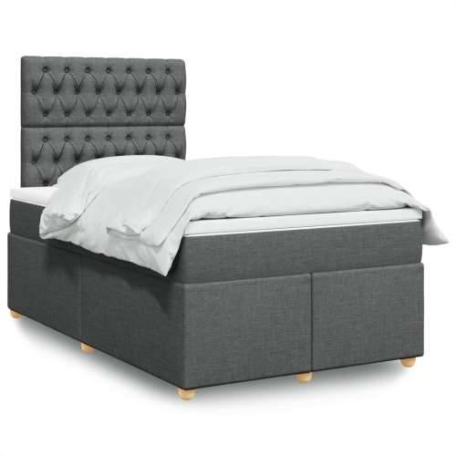 Krevet box spring s madracem tamnosivi 120 x 190 cm tkanina - Tamno siva 120 x 190 cm Dizajn s gumbima Cijena