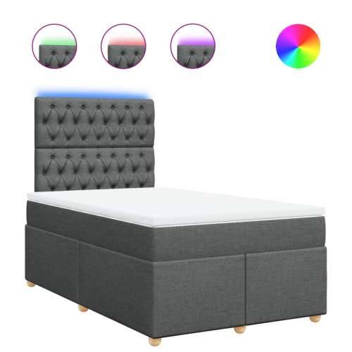 Krevet box spring s madracem tamnosivi 120 x 190 cm tkanina - Tamno siva 120 x 190 cm Dizajn s gumbima Cijena
