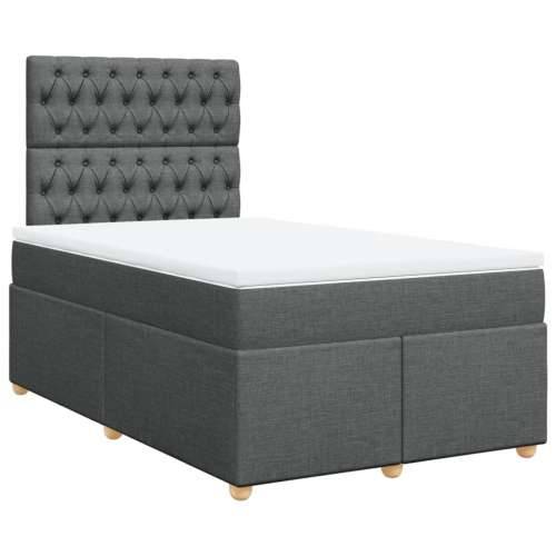Krevet box spring s madracem tamnosivi 120 x 190 cm tkanina - Tamno siva 120 x 190 cm Dizajn s gumbima Cijena