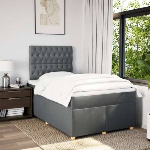Krevet box spring s madracem tamnosivi 120 x 190 cm tkanina - Tamno siva 120 x 190 cm Dizajn s gumbima Cijena
