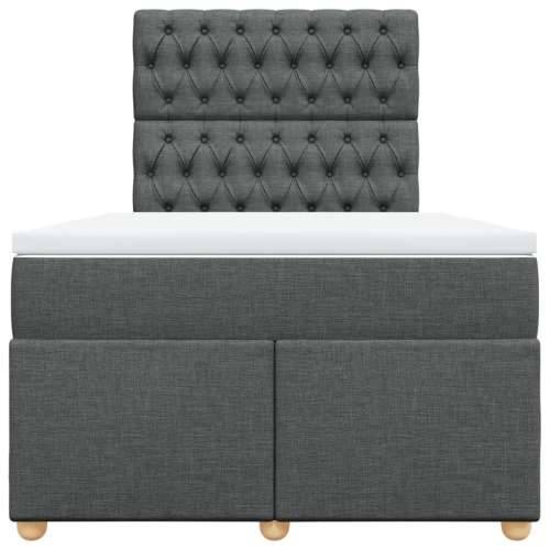 Krevet box spring s madracem tamnosivi 120 x 190 cm tkanina - Tamno siva 120 x 190 cm Dizajn s gumbima Cijena