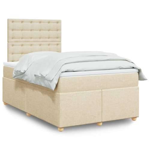 Krevet box spring s madracem krem 120 x 190 cm od tkanine - Krema 120 x 190 cm gumbi Cijena