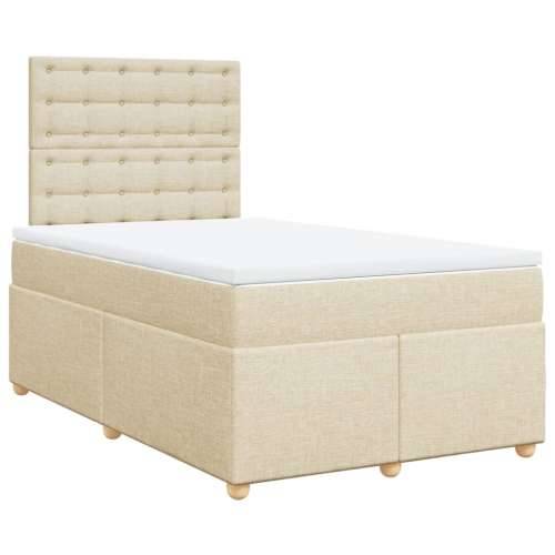 Krevet box spring s madracem krem 120 x 190 cm od tkanine - Krema 120 x 190 cm gumbi Cijena