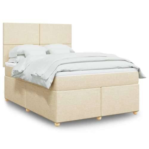 Krevet s oprugama i madracem krem 140 x 190 cm od tkanine - Krema 140 x 190 cm Gladak dizajn Cijena