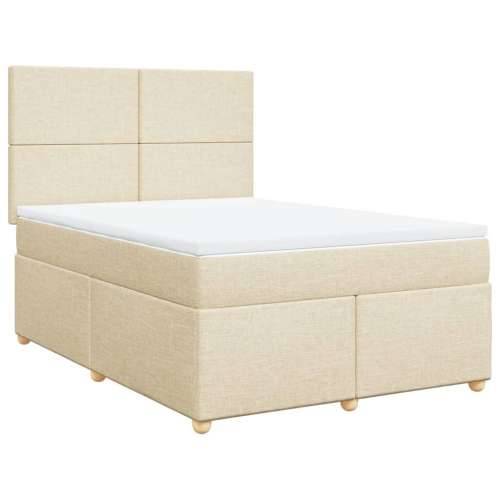Krevet s oprugama i madracem krem 140 x 190 cm od tkanine - Krema 140 x 190 cm Gladak dizajn Cijena