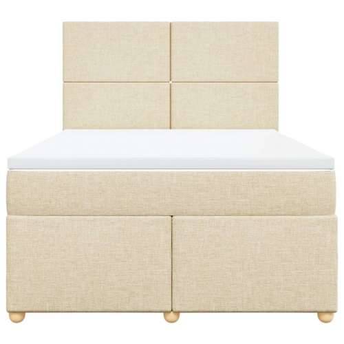Krevet s oprugama i madracem krem 140 x 190 cm od tkanine - Krema 140 x 190 cm Gladak dizajn Cijena