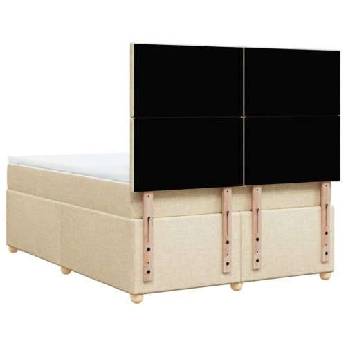Krevet s oprugama i madracem krem 140 x 190 cm od tkanine - Krema 140 x 190 cm Gladak dizajn Cijena