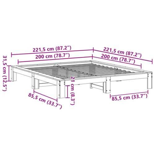 Okvir kreveta bez madraca 200 x 200 cm od masivne borovine Prirodna 200 x 200 cm Cijena