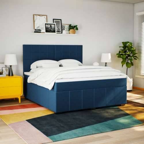 Krevet s oprugama i madracem plavi 180x200 cm od tkanine - Plava 180 x 200 cm Blok s kvadratima Cijena