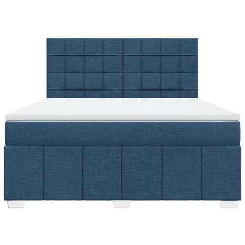 Krevet s oprugama i madracem plavi 180x200 cm od tkanine - Plava 180 x 200 cm Blok s kvadratima Cijena
