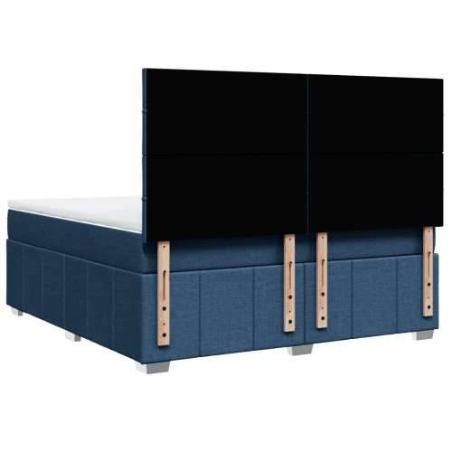 Krevet s oprugama i madracem plavi 180x200 cm od tkanine - Plava 180 x 200 cm Blok s kvadratima Cijena