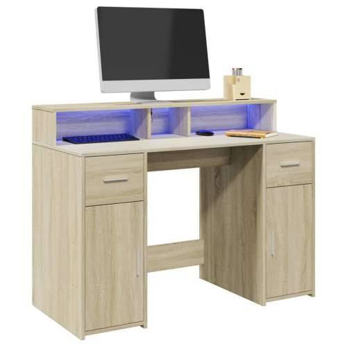 Radni stol s LED svjetlima hrast 120x55x91 cm konstruirano drvo - sonoma hrast 120 x 55 x 91 cm Cijena