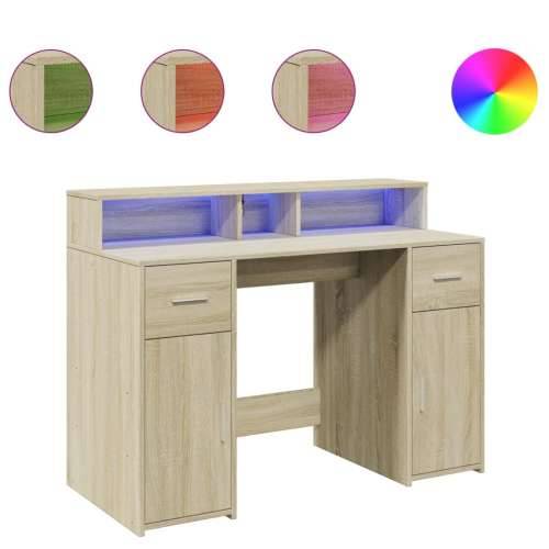 Radni stol s LED svjetlima hrast 120x55x91 cm konstruirano drvo - sonoma hrast 120 x 55 x 91 cm Cijena