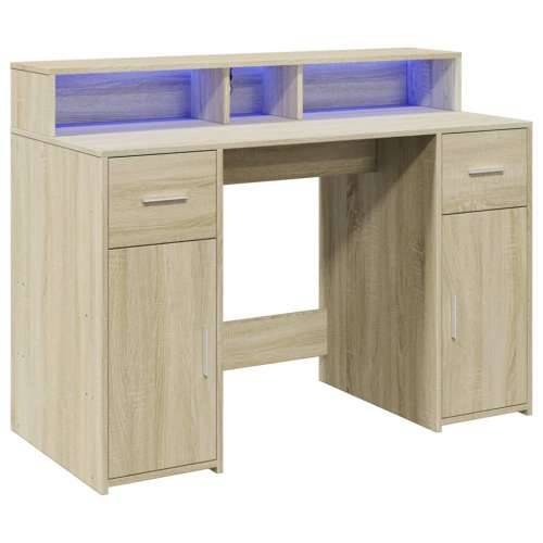 Radni stol s LED svjetlima hrast 120x55x91 cm konstruirano drvo - sonoma hrast 120 x 55 x 91 cm Cijena