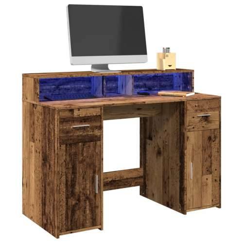 Radni stol s LED svjetlima boja starog drva 120x55x91 cm drveni - Staro drvo 120 x 55 x 91 cm Cijena