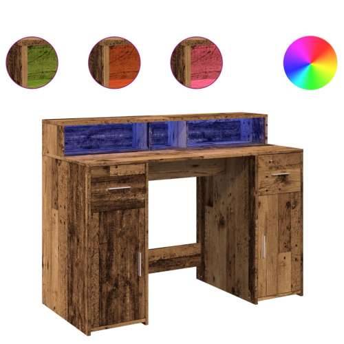 Radni stol s LED svjetlima boja starog drva 120x55x91 cm drveni - Staro drvo 120 x 55 x 91 cm Cijena