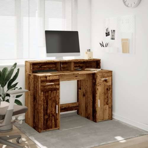 Radni stol s LED svjetlima boja starog drva 120x55x91 cm drveni - Staro drvo 120 x 55 x 91 cm Cijena