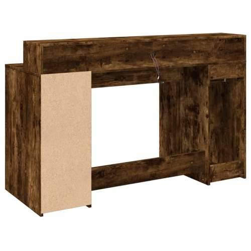 Radni stol s LED svjetlima boja hrasta 140x55x91 cm drveni - Dimljeni hrast 140 x 55 x 91 cm Cijena